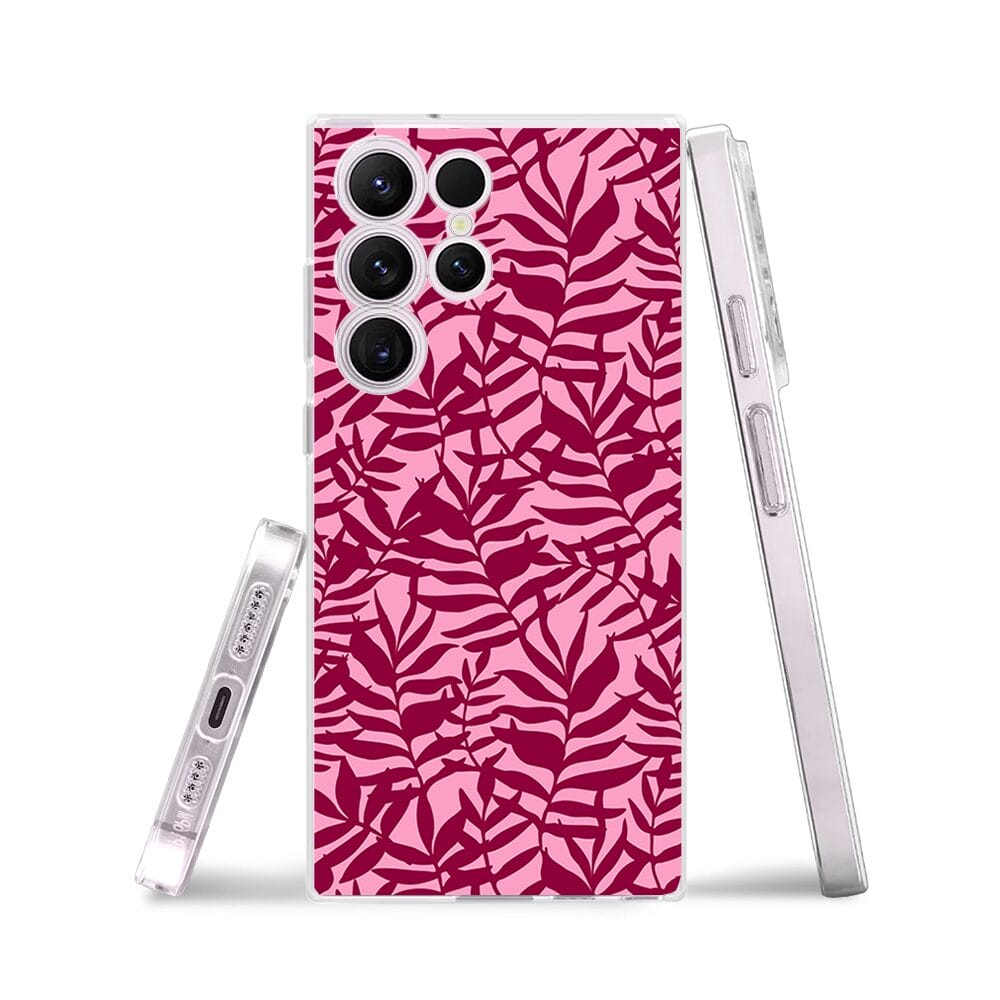 Etui do Samsung Galaxy S23 Ultra przeźroczyste, silikonowe Flexi, bordowe liście - obrazek 3