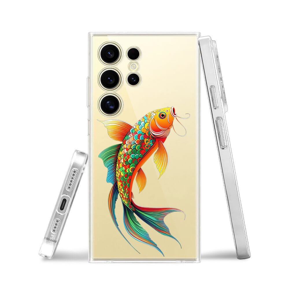 Etui do Samsung Galaxy S24 Ultra przeźroczyste, silikonowe Flexi, Dzika Mandala, Złota ryba - obrazek 3