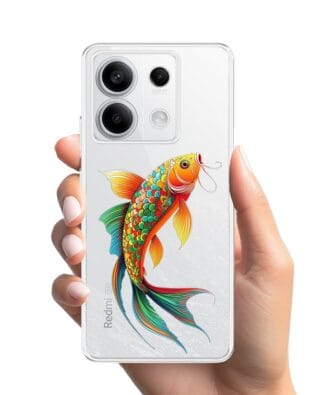 Etui do Xiaomi Redmi Note 13 Pro 5G przeźroczyste, silikonowe Flexi, Dzika Mandala, Złota ryba