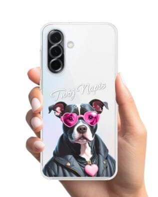 Etui do Samsung Galaxy A36 5G przeźroczyste, silikonowe Flexi, Puppy Love, pies rasy Amstaff