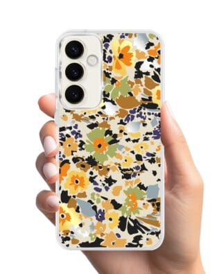 Etui do Samsung Galaxy S23 FE 5G z MagSafe przeźroczyste, silikonowe Flexi, malowane kwiatki