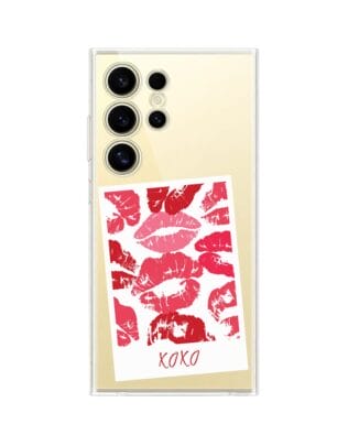 Etui do Samsung Galaxy S24 Ultra przeźroczyste, silikonowe Flexi, pocałunki, polaroid