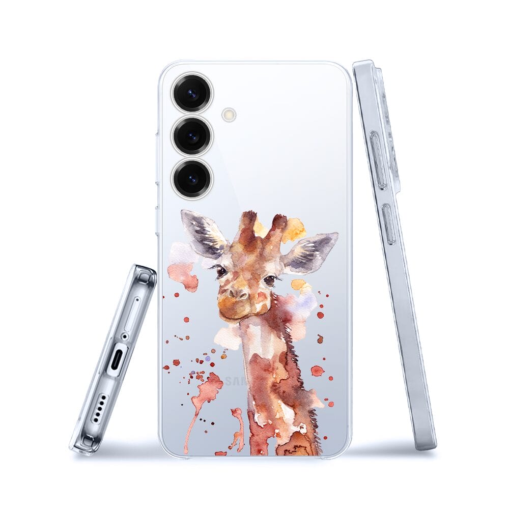 Etui do Samsung Galaxy S25 przeźroczyste, silikonowe Flexi, Akwarelowe Zoo, Żyrafa - obrazek 3