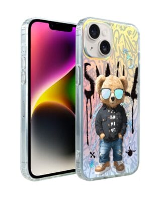 Etui do iPhone 14 IBIZU California Sunset, zmieniające kolor, Graffiti Boy, artystyczny miś