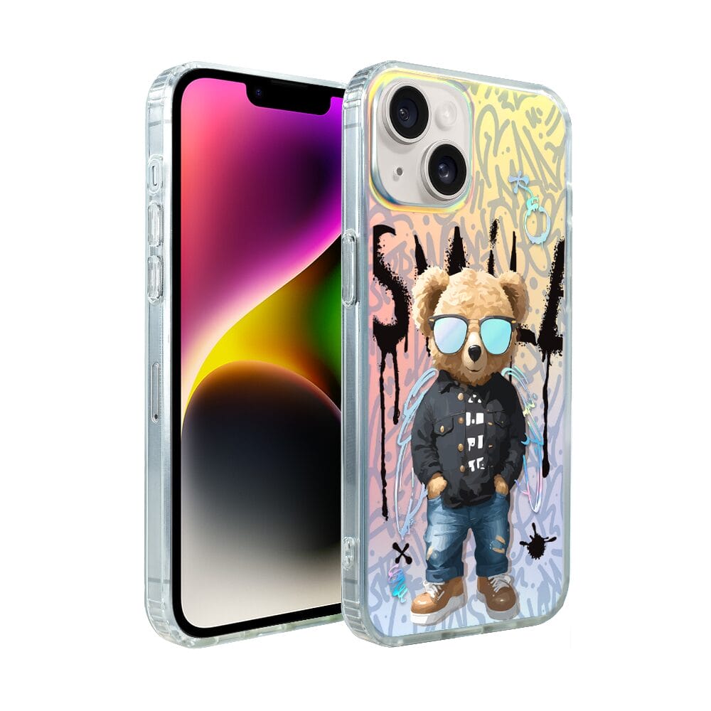 Etui do iPhone 14 IBIZU California Sunset, zmieniające kolor, Graffiti Boy, artystyczny miś