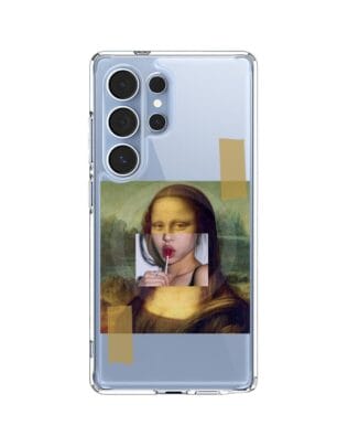 Etui do Samsung Galaxy S25 Ultra z MagSafe przeźroczyste, silikonowe Flexi, Mona Lisa z lizakiem