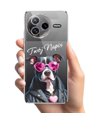Etui do Xiaomi POCO F7 Ultra przeźroczyste, silikonowe Flexi, Puppy Love, pies rasy Amstaff