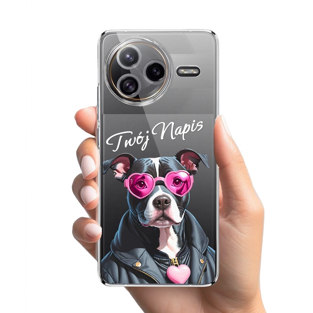 Etui do Xiaomi POCO F7 Ultra przeźroczyste, silikonowe Flexi, Puppy Love, pies rasy Amstaff - obrazek 2