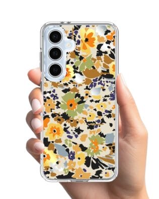 Etui do Samsung Galaxy S24 FE z MagSafe przeźroczyste, silikonowe Flexi, malowane kwiatki