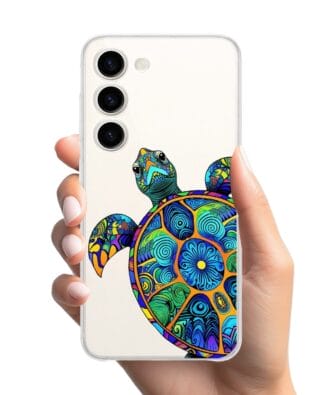 Etui do Samsung Galaxy S23 FE 5G przeźroczyste, silikonowe Flexi, Dzika Mandala, Żółw