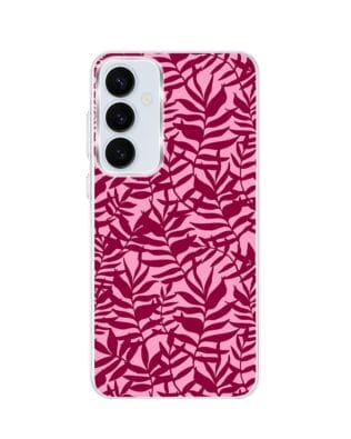 Etui do Samsung Galaxy A55 5G z MagSafe przeźroczyste, silikonowe Flexi, bordowe liście