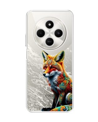 Etui do Xiaomi POCO C75 przeźroczyste, silikonowe Flexi, Dzika Mandala, Lis