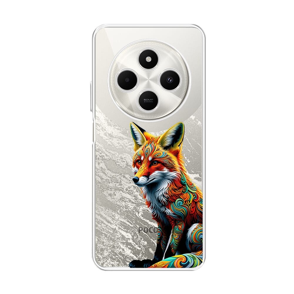 Etui do Xiaomi POCO C75 przeźroczyste, silikonowe Flexi, Dzika Mandala, Lis