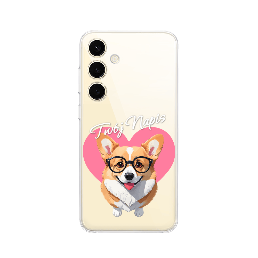 Etui do Samsung Galaxy S24 przeźroczyste, silikonowe Flexi, Puppy Love, pies rasy Corgi