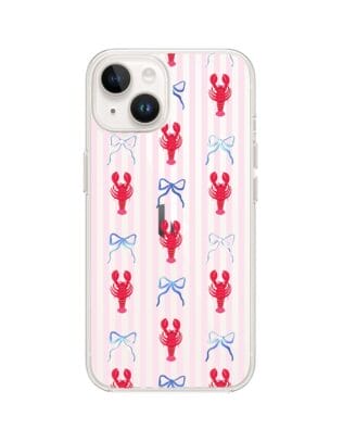 Etui do iPhone 13 Mini przeźroczyste, silikonowe Flexi, krab i kokardki