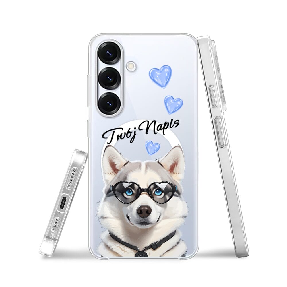 Etui do Samsung Galaxy S25 Plus z MagSafe przeźroczyste, silikonowe Flexi, Puppy Love, pies rasy Husky - obrazek 3