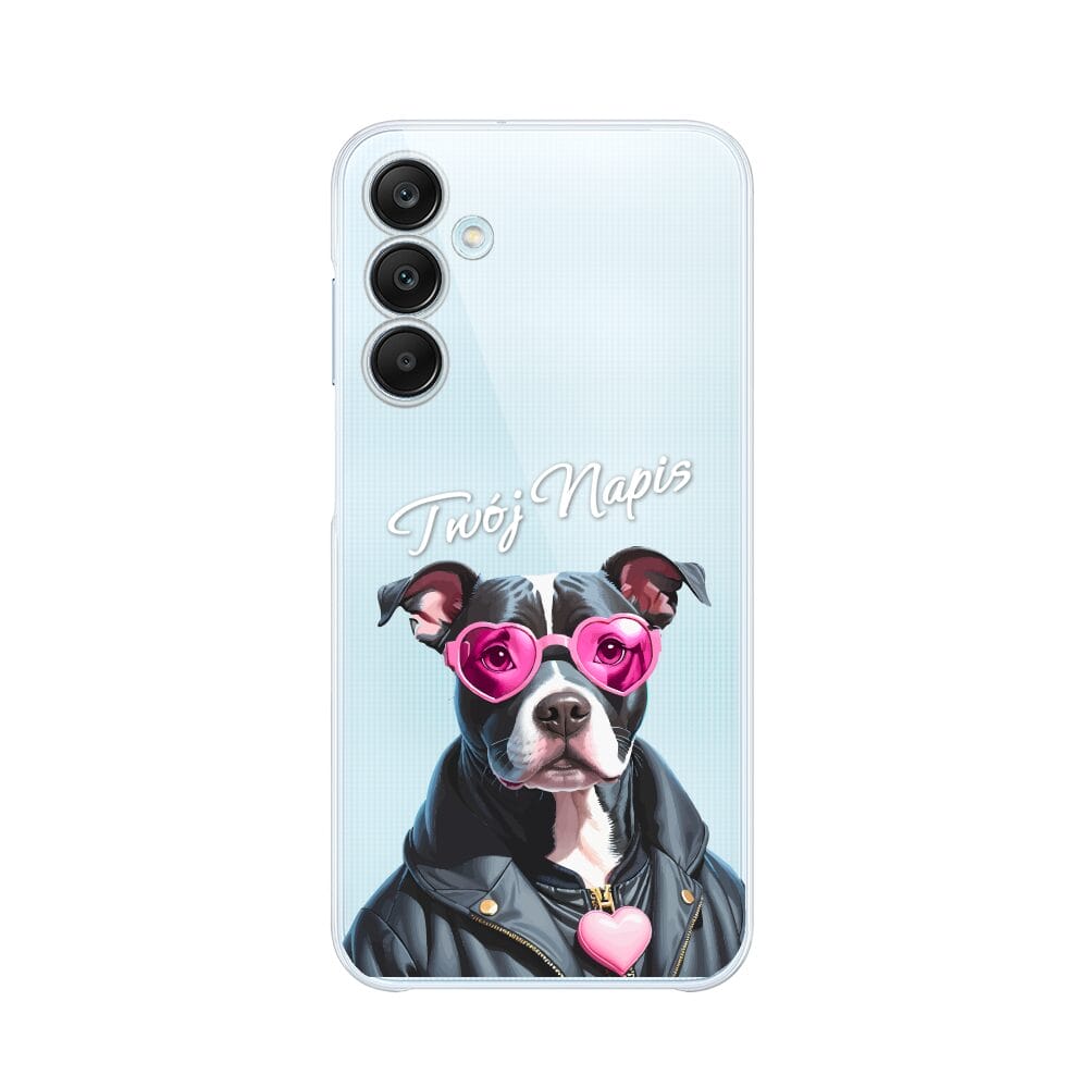 Etui do Samsung Galaxy M35 5G przeźroczyste, silikonowe Flexi, Puppy Love, pies rasy Amstaff