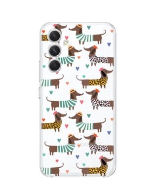 Etui do Samsung Galaxy A54 5G przeźroczyste, silikonowe Flexi, zakochane jamniki