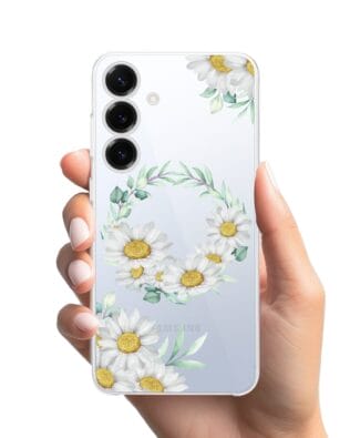 Etui do Samsung Galaxy S25 przeźroczyste, silikonowe Flexi, wianek stokrotek