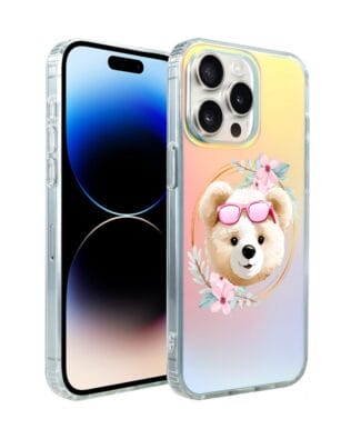 Etui do iPhone 14 Pro IBIZU California Sunset, zmieniające kolor, Flower Queen, miś z kwiatami