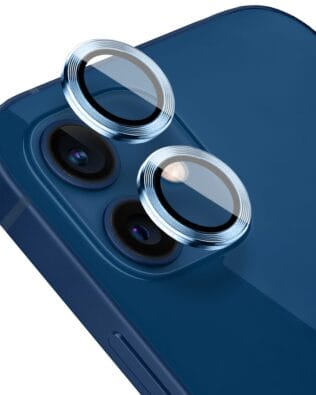 Metalowa osłona obiektywu aparatu ze szkła hartowanego 9H do iPhone 12 Mini, 1 zestaw, niebieski pacyficzny