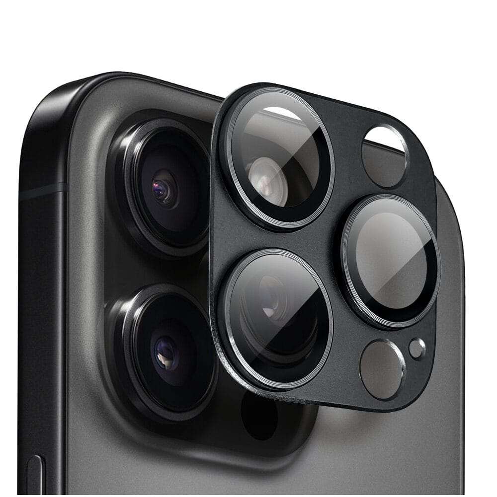 Metalowa osłona na cały aparat z wbudowanymi szkłami do iPhone 16 Pro Max, czarna - obrazek 2