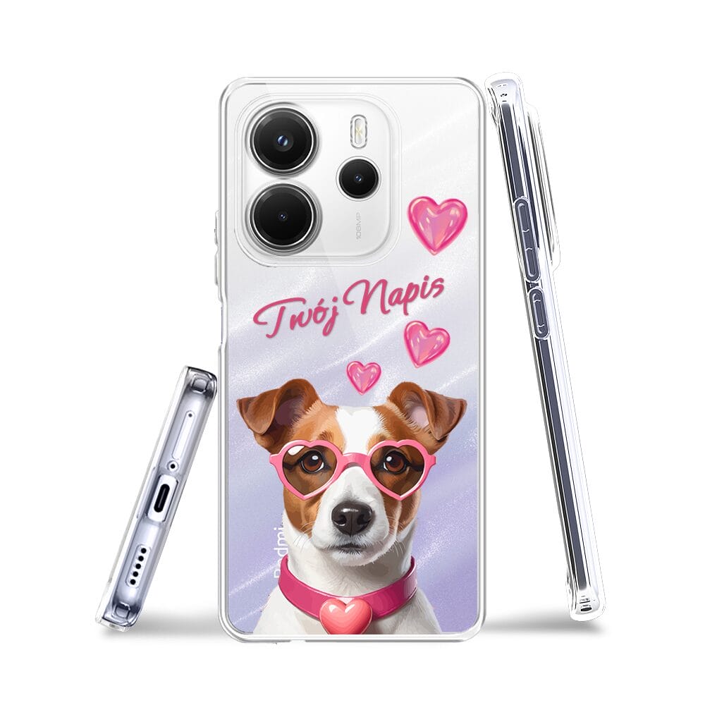 Etui do Xiaomi Redmi Note 14 5G przeźroczyste, silikonowe Flexi, Puppy Love, pies rasy Jack Russell Terrier - obrazek 3