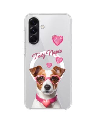 Etui do Samsung Galaxy A56 5G z MagSafe przeźroczyste, silikonowe Flexi, Puppy Love, pies rasy Jack Russell Terrier