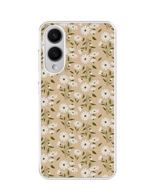 Etui do Samsung Galaxy S25 Edge z MagSafe przeźroczyste, silikonowe Flexi, delikatne kwiatki na cielistym tle