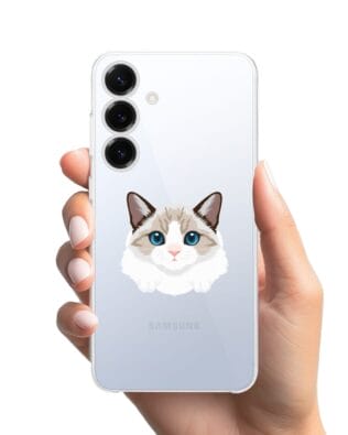 Etui do Samsung Galaxy S25 przeźroczyste, silikonowe Flexi, kot birmański