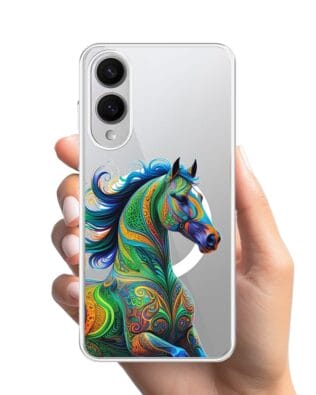 Etui do Samsung Galaxy S25 Edge z MagSafe przeźroczyste, silikonowe Flexi, Dzika Mandala, Koń