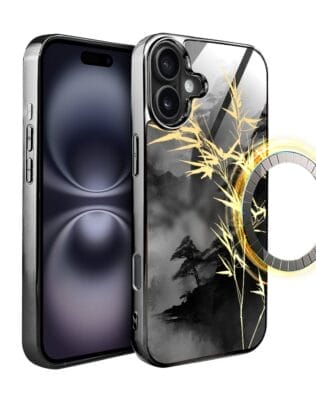 Etui do iPhone 16 Plus IBIZU Elite Glass z MagSafe Magia Azji, Złoty bambus, czarne