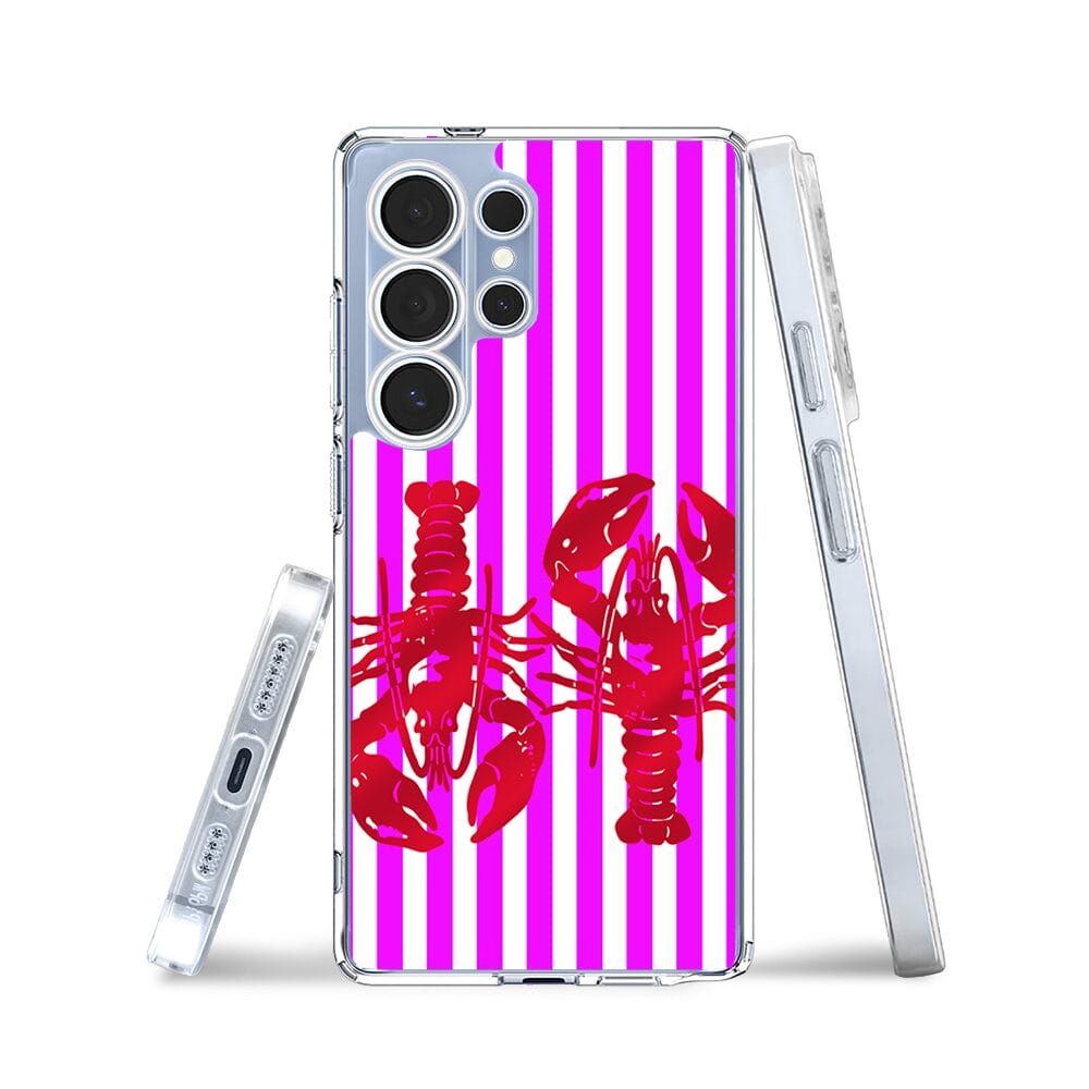 Etui do Samsung Galaxy S25 Ultra przeźroczyste, silikonowe Flexi, kraby z różowymi paskami - obrazek 3