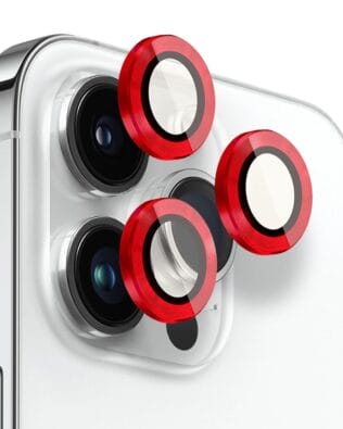 Metalowa osłona obiektywu aparatu ze szkła hartowanego 9H do iPhone 14 Pro, 1 zestaw, czerwona