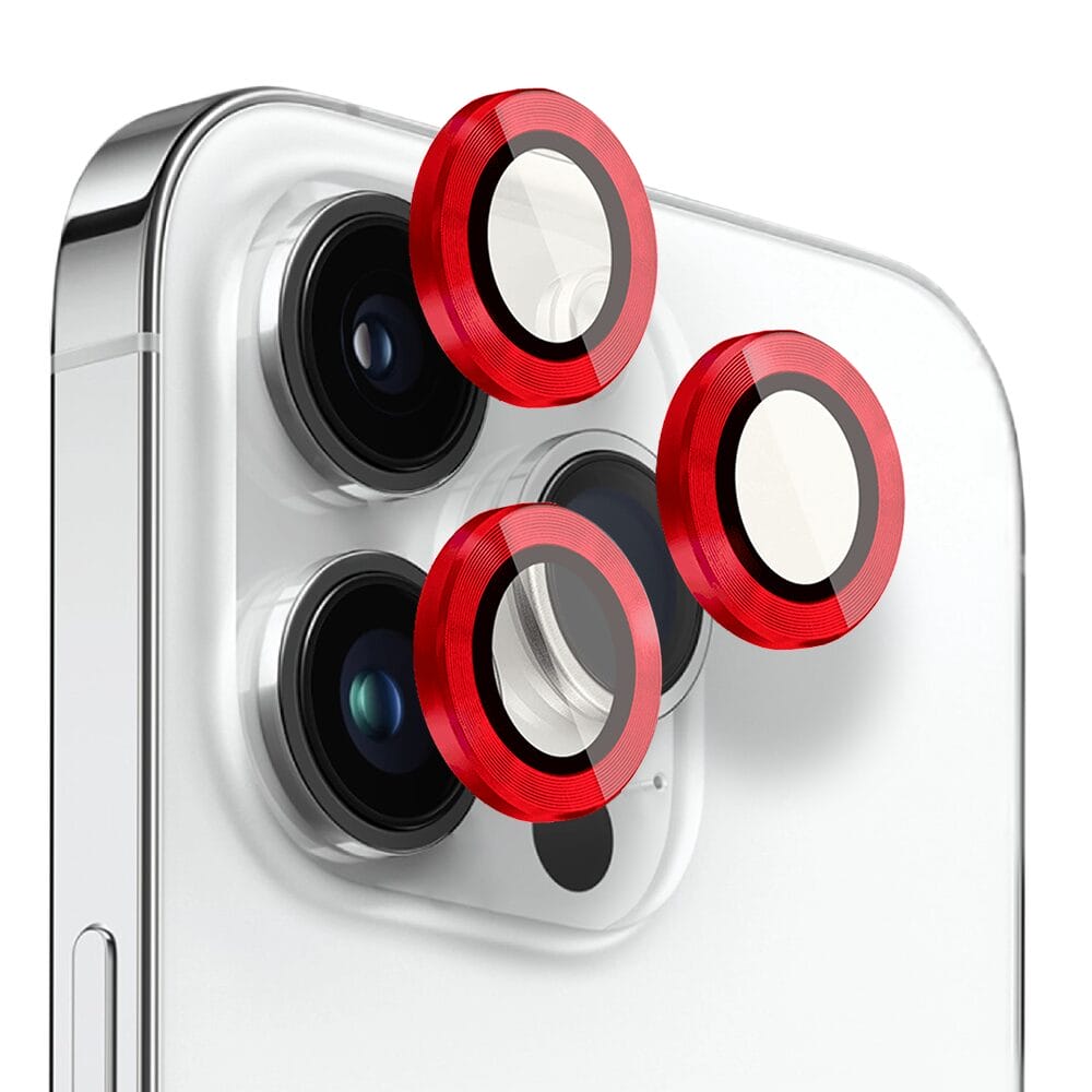Metalowa osłona obiektywu aparatu ze szkła hartowanego 9H do iPhone 14 Pro, 1 zestaw, czerwona - obrazek 2