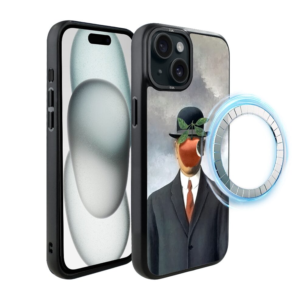 Etui do iPhone 15 IBIZU DropGuard Matt z MagSafe, Rene Magritte, syn człowieczy