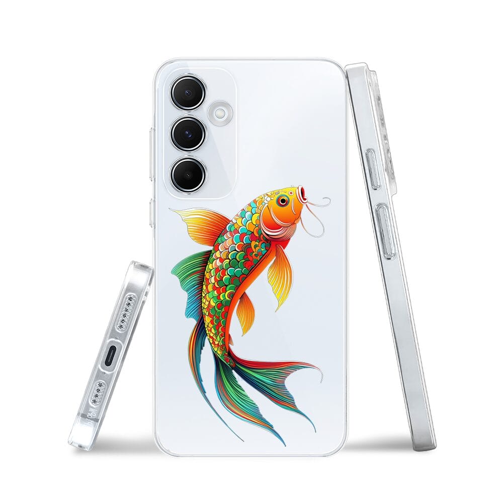 Etui do Samsung Galaxy M35 5G przeźroczyste, silikonowe Flexi, Dzika Mandala, Złota ryba - obrazek 3