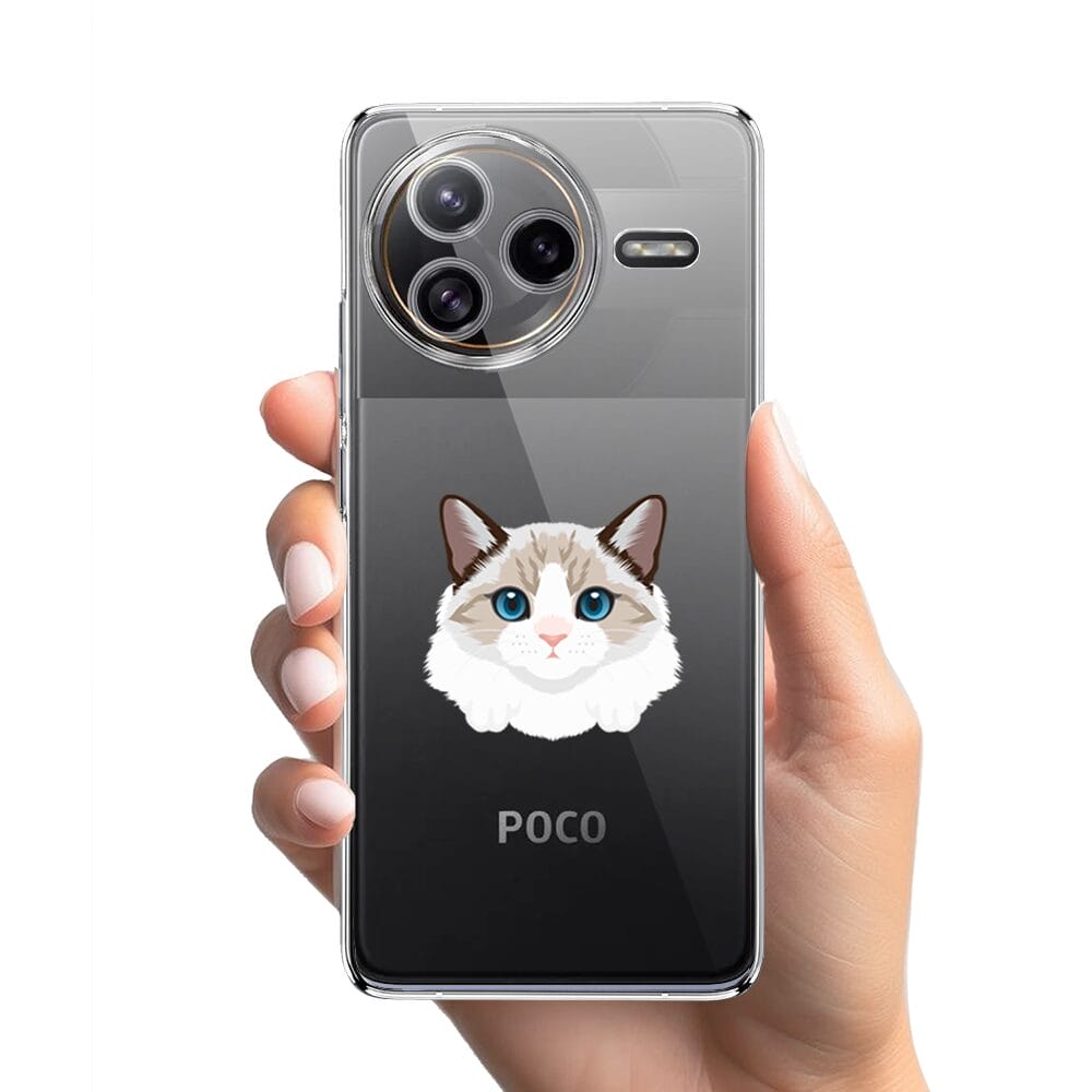 Etui do Xiaomi POCO F7 Ultra przeźroczyste, silikonowe Flexi, kot birmański - obrazek 2