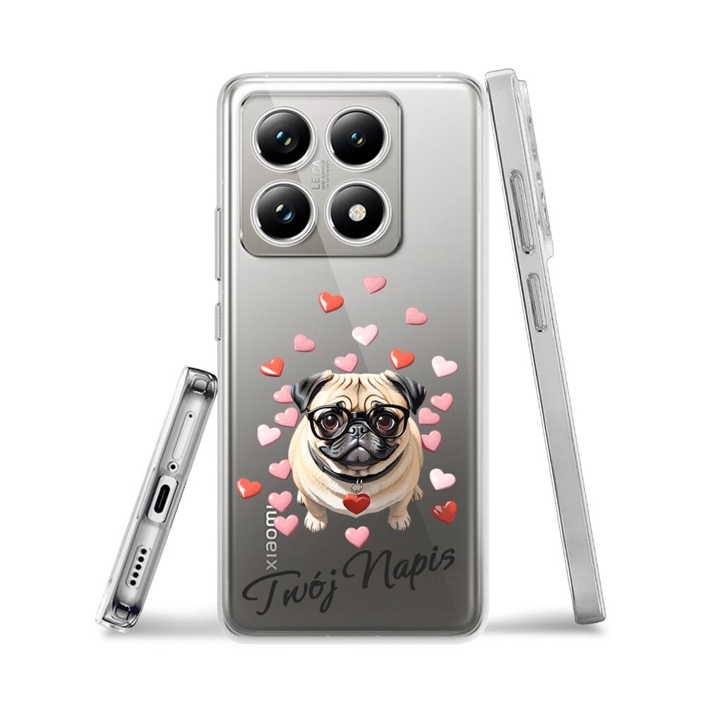 Etui do Xiaomi 14T przeźroczyste, silikonowe Flexi, Puppy Love, pies rasy Mops - obrazek 3
