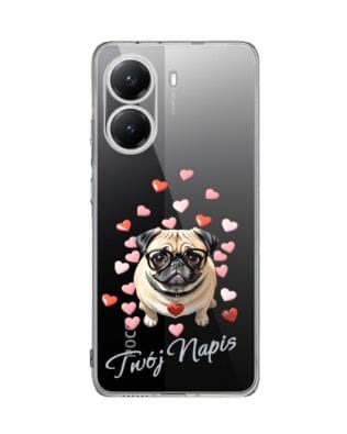 Etui do Xiaomi POCO X7 Pro przeźroczyste, silikonowe Flexi, Puppy Love, pies rasy Mops