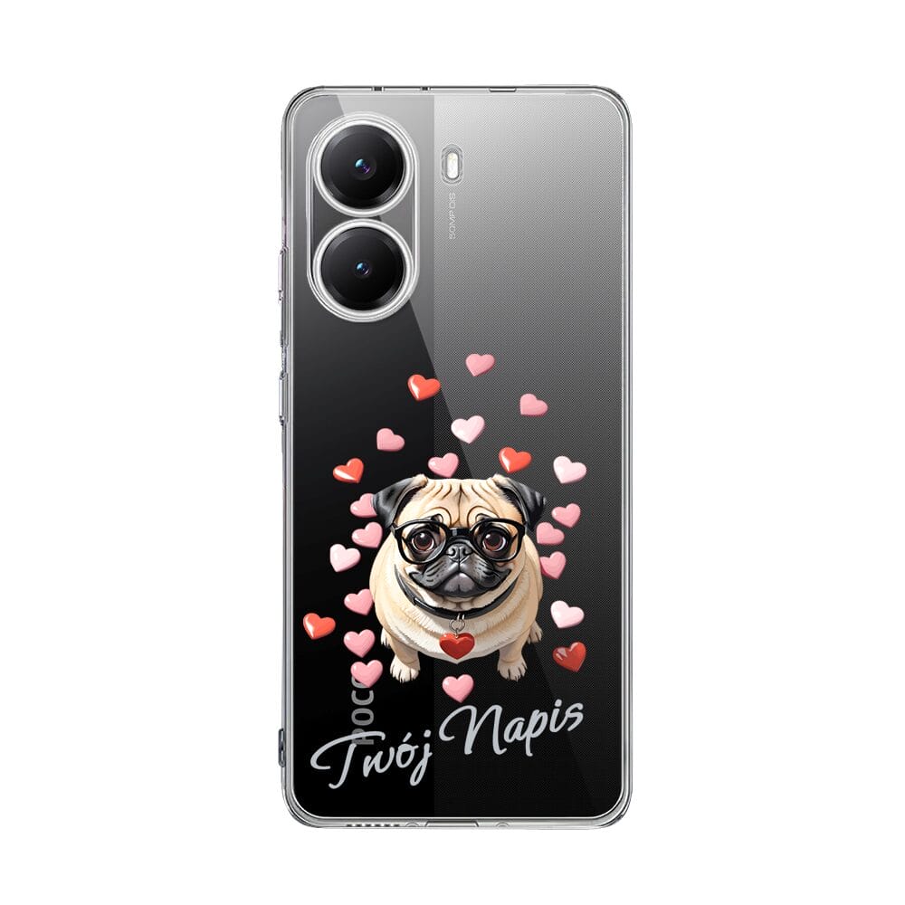Etui do Xiaomi POCO X7 Pro przeźroczyste, silikonowe Flexi, Puppy Love, pies rasy Mops