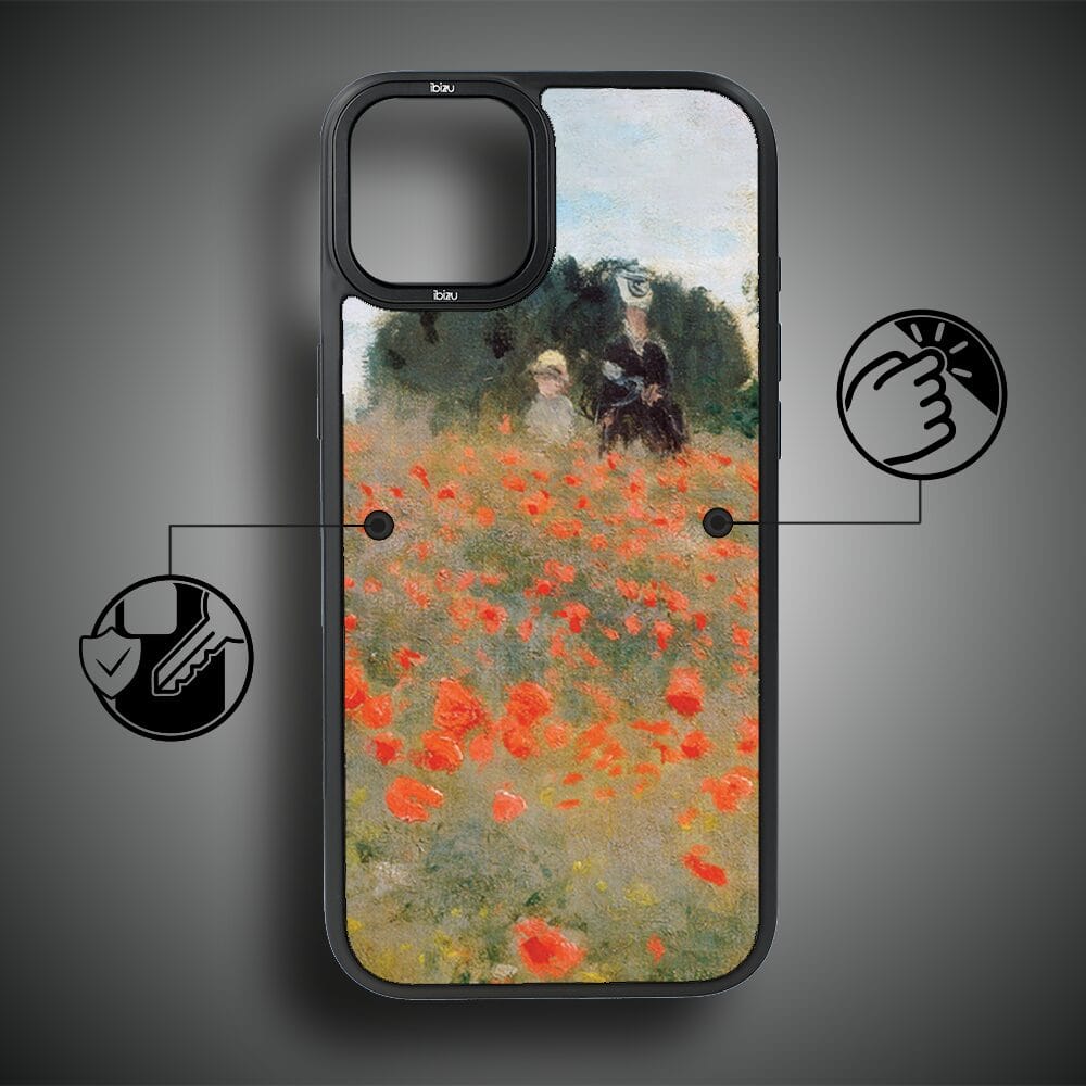 Etui do iPhone 15 IBIZU DropGuard Matt z MagSafe, Claude Monet, pole maków - obrazek 7