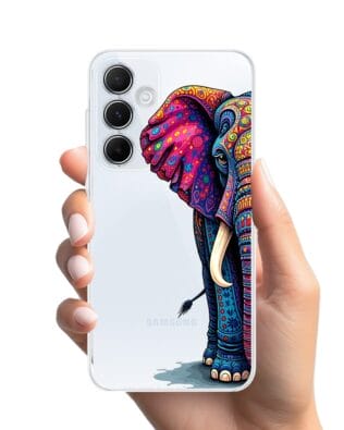 Etui do Samsung Galaxy A35 5G przeźroczyste, silikonowe Flexi, Dzika Mandala, Słoń