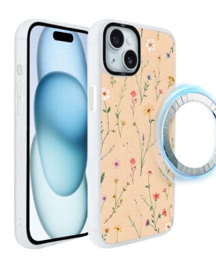 Etui do iPhone 15 Plus IBIZU DropGuard Matt z MagSafe, Pastel Bloom, Koralowa łąka