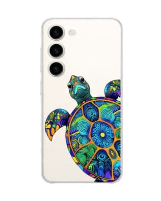 Etui do Samsung Galaxy S23 Plus przeźroczyste, silikonowe Flexi, Dzika Mandala, Żółw