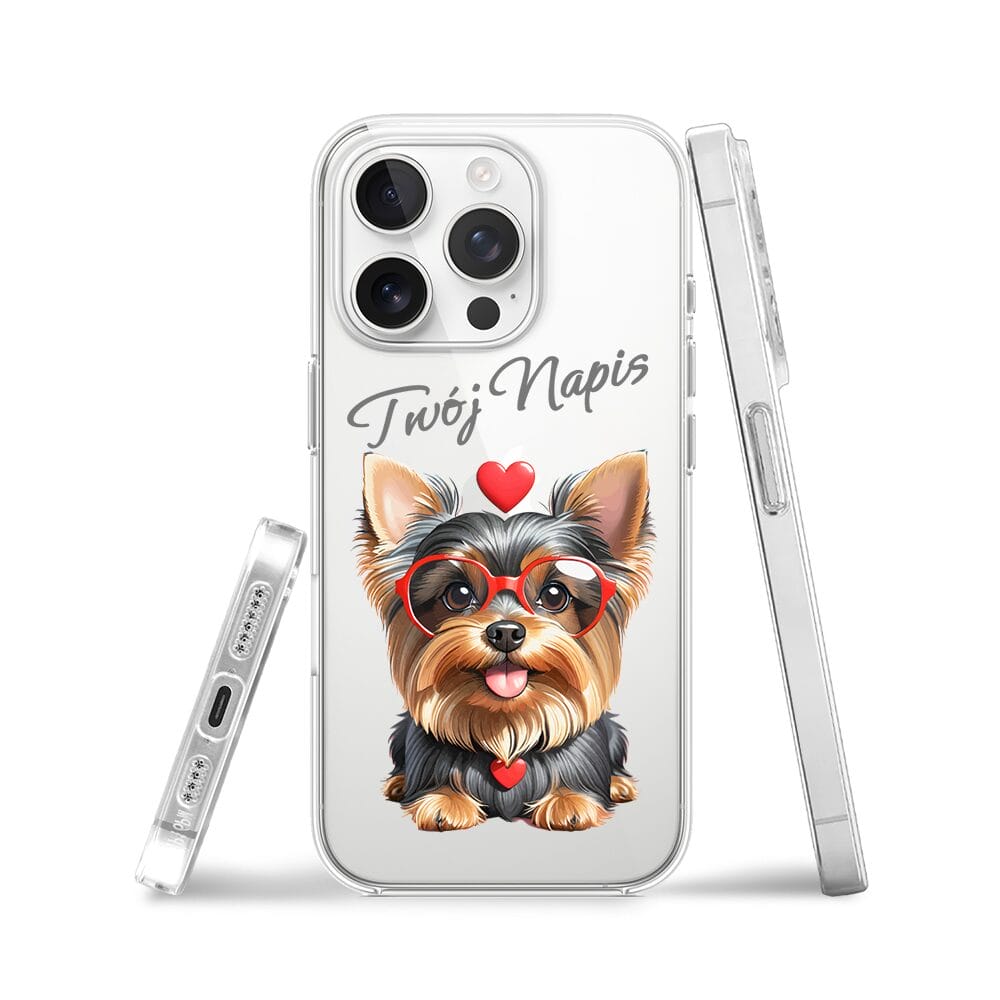 Etui do iPhone 13 Pro przeźroczyste, silikonowe Flexi, Puppy Love, pies rasy York - obrazek 3