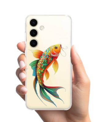 Etui do Samsung Galaxy S24 Plus przeźroczyste, silikonowe Flexi, Dzika Mandala, Złota ryba