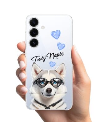 Etui do Samsung Galaxy S25 przeźroczyste, silikonowe Flexi, Puppy Love, pies rasy Husky