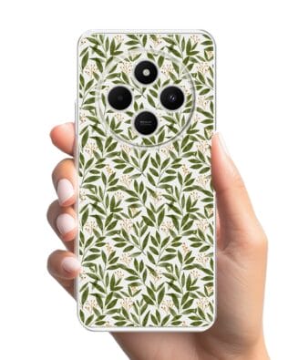 Etui do Xiaomi POCO C75 przeźroczyste, silikonowe Flexi, zielone gałązki