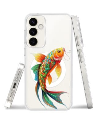 Etui do Samsung Galaxy S23 FE 5G z MagSafe przeźroczyste, silikonowe Flexi, Dzika Mandala, Złota ryba